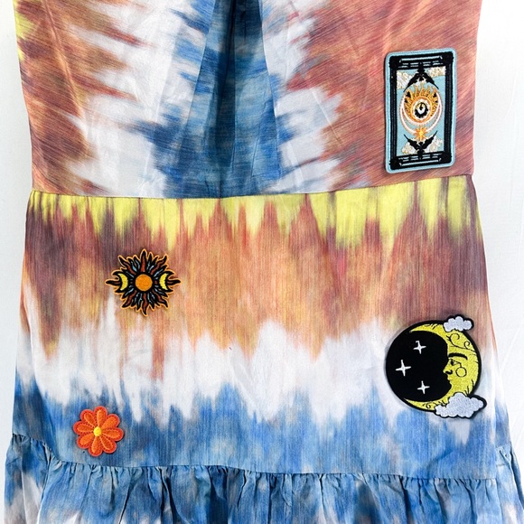 Alexis Roberta Tie Dye Tiered Halter Midi Dress Large Customized Boho Festival - Picture 5 of 7